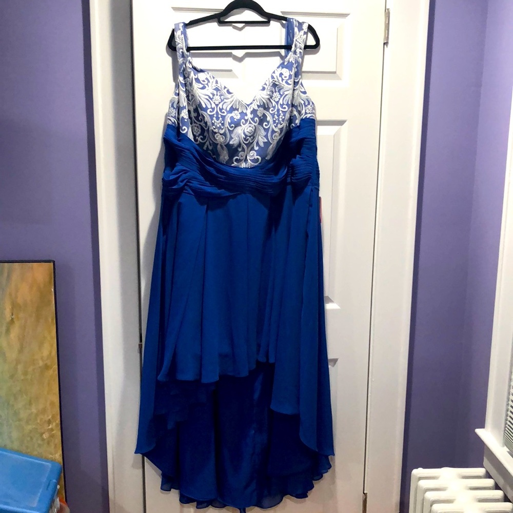 Royal blue and white (sequin) asymmetrical dress NWT size 26W